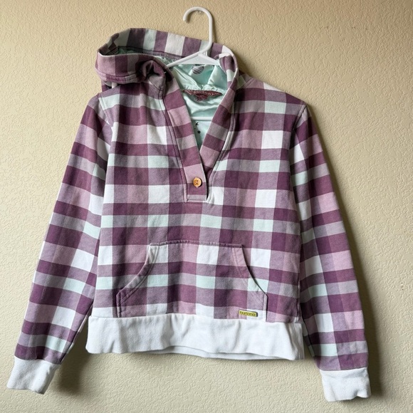 Burton Tops - Burton Purple and White/ Currant Checkered Fleece Hoodie sz Small